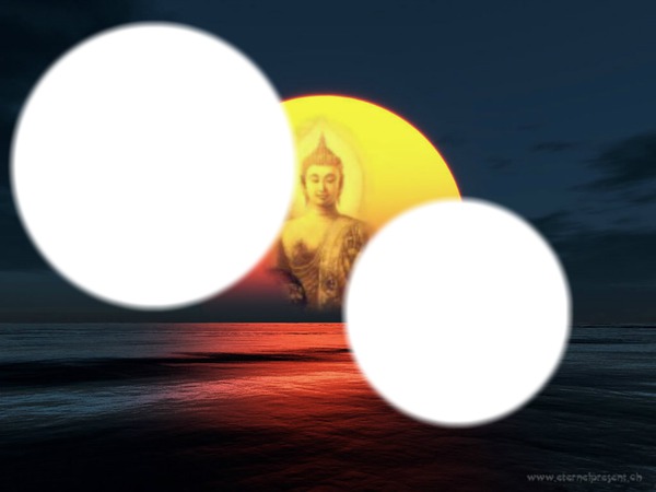 bouddha coucher de soleil Valokuvamontaasi