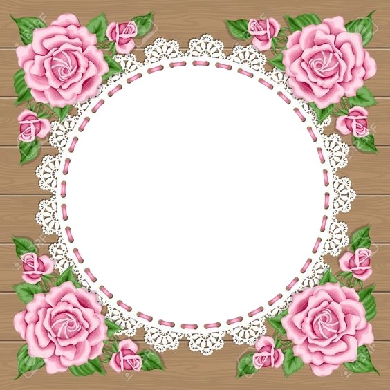 circulo corona de rosas rosadas. Fotomontaža