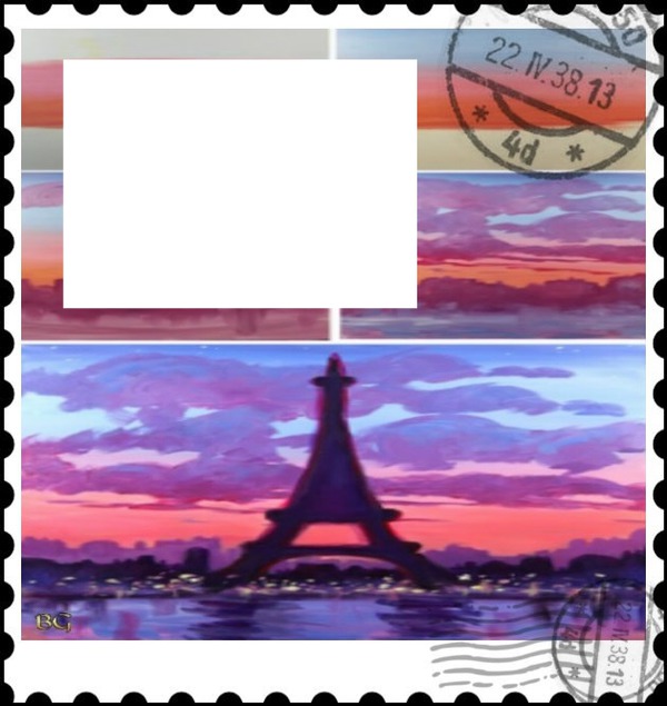 cadre timbre tour eiffel Fotómontázs