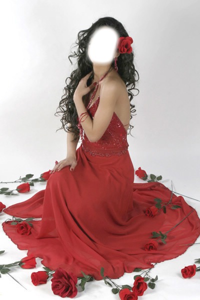 jolie femme robe rouge espagnole Photo frame effect