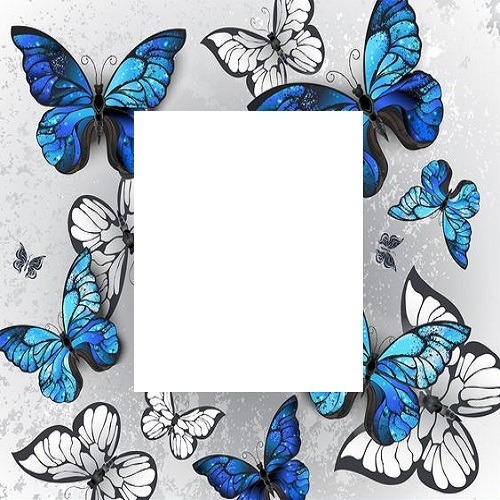 marco mariposas azules. Fotomontage
