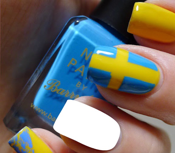 Sweden flag Nail Art Fotomontaż