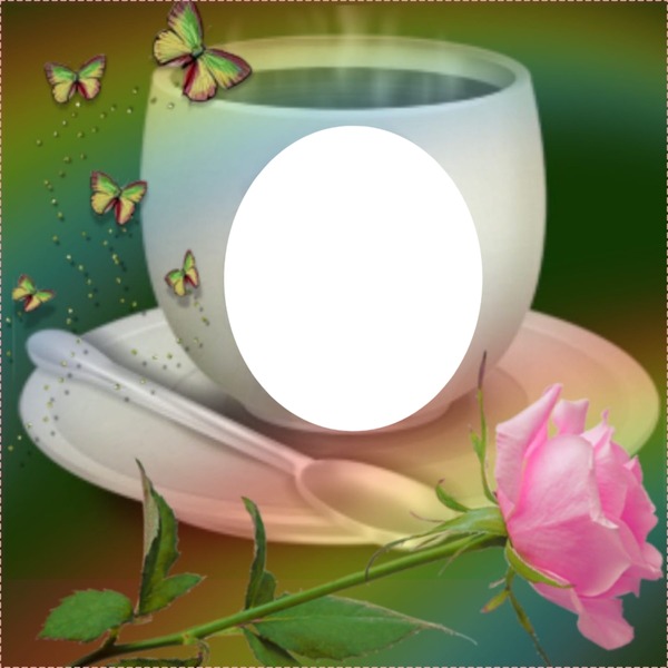 renewilly foto en taza y rosa Fotomontaggio
