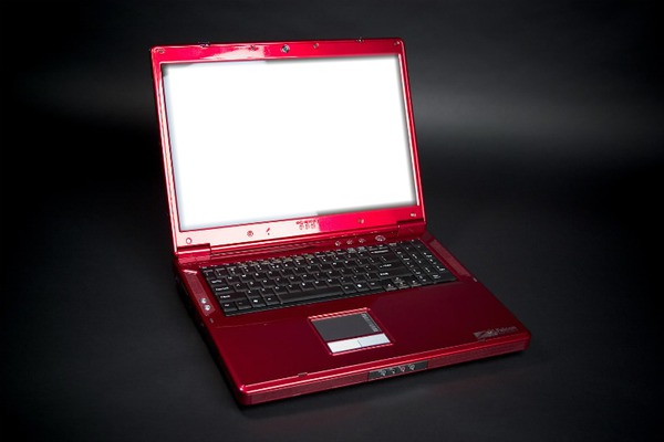 Laptop red Photomontage