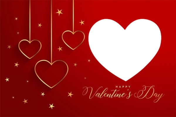 Happy Valentines day, portada corazón, 1 foto Photo frame effect