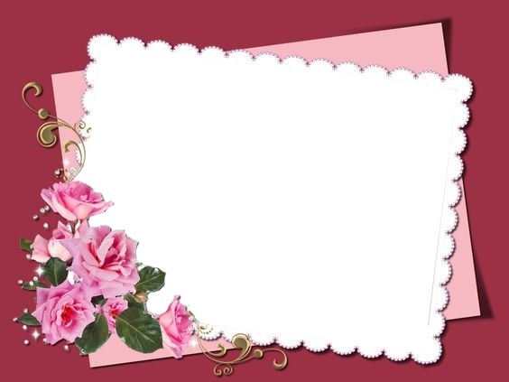 carta y flores rosadas. Fotomontasje