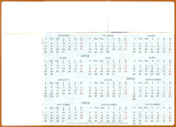 calendrier 2013 Photo frame effect