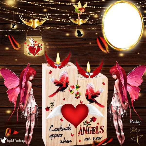 cardnals appear when angels are near Fotomontaggio