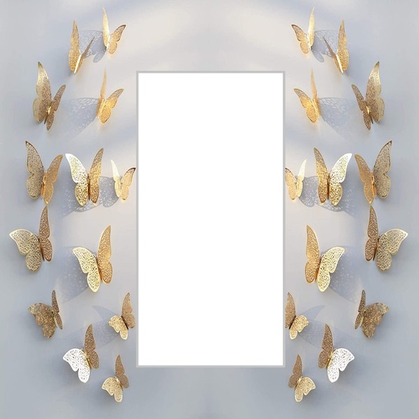mariposas doradas. Photo frame effect