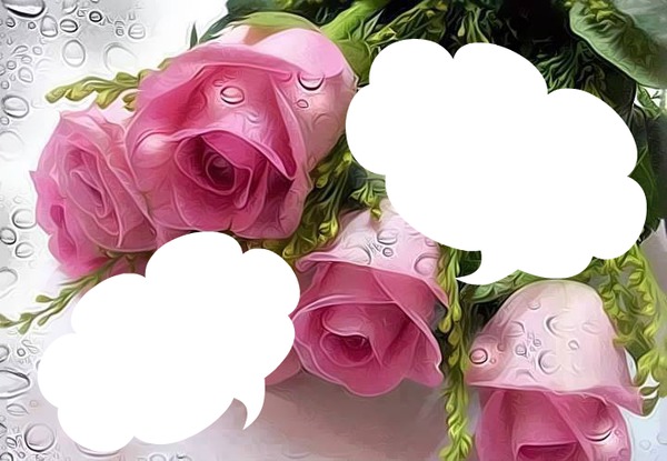 bouquet de roses rose Φωτομοντάζ