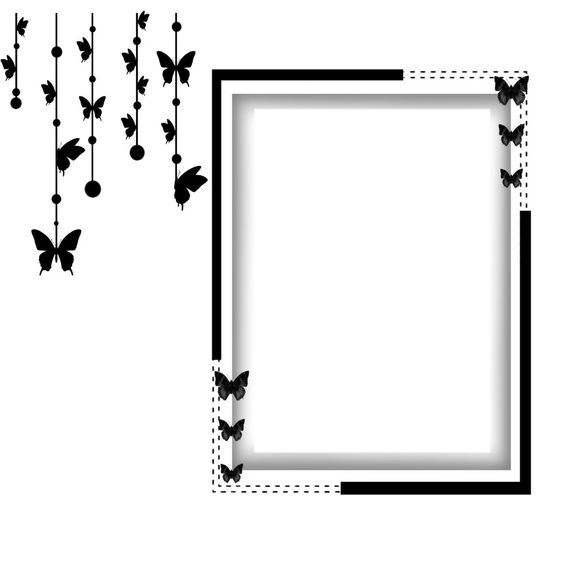 marco y mariposas negras. Photomontage