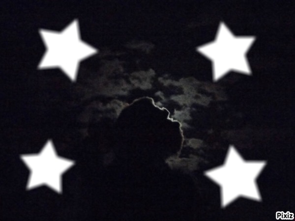 une lune et 4 étoiles Photo frame effect