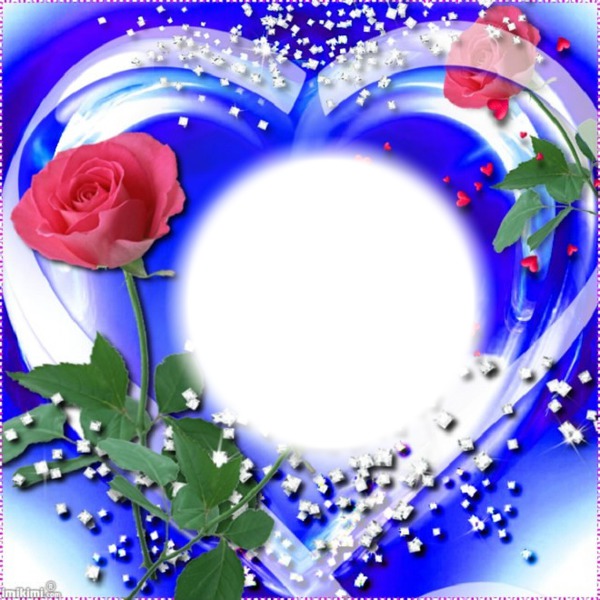 Coeur fond bleu Photo frame effect