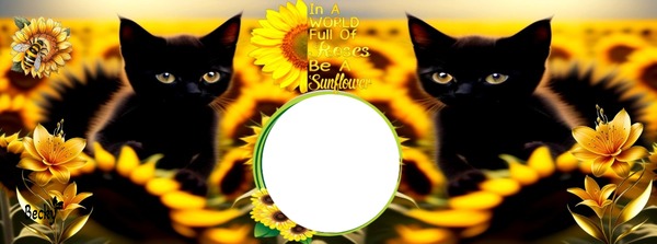 sunflowers an kitties Photo frame effect