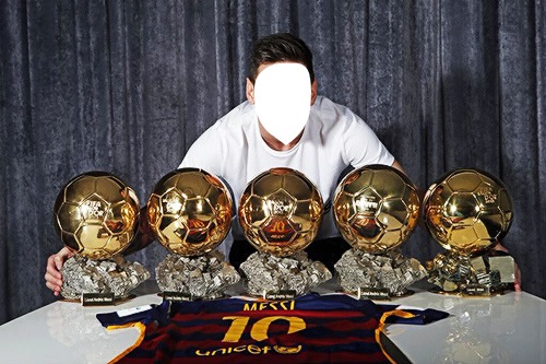 Messi 5 ballons d'or Fotomontage