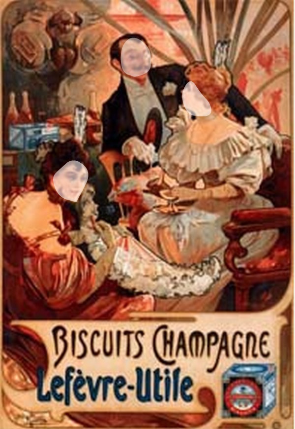 Vintage belle époque ad for biscuits Photo frame effect