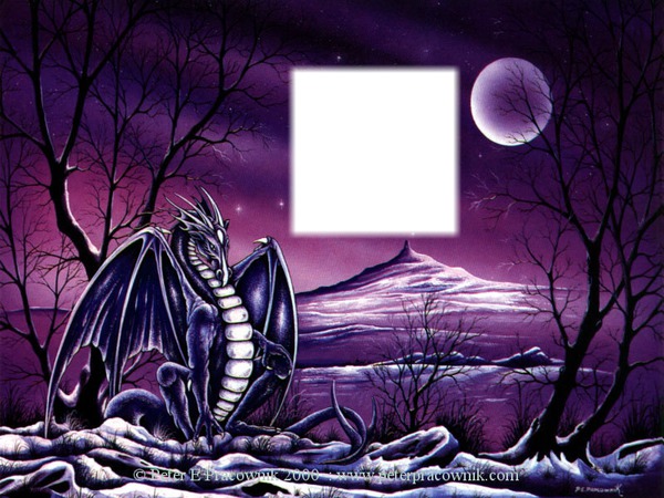 Dragon et pleine lune Valokuvamontaasi