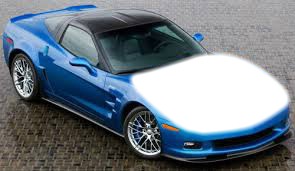 auto azul Montaje fotografico