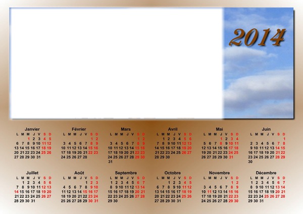 calendrier 2014 Фотомонтажа