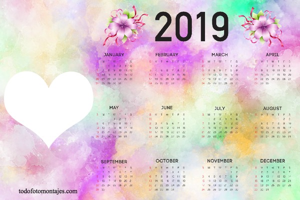 calendario 2019 Fotomontāža