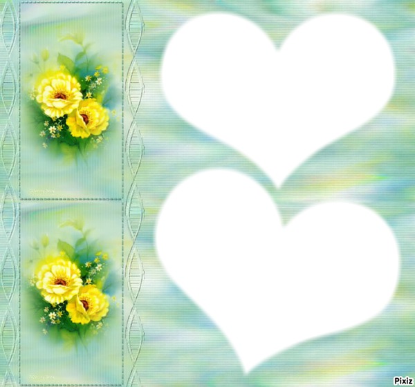 dos flores dos corazones Photo frame effect