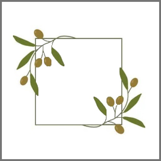 marco y ramas de olivo. Montaje fotografico