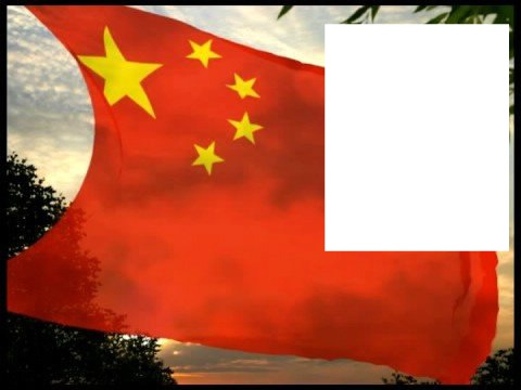 China flag flying Montaje fotografico