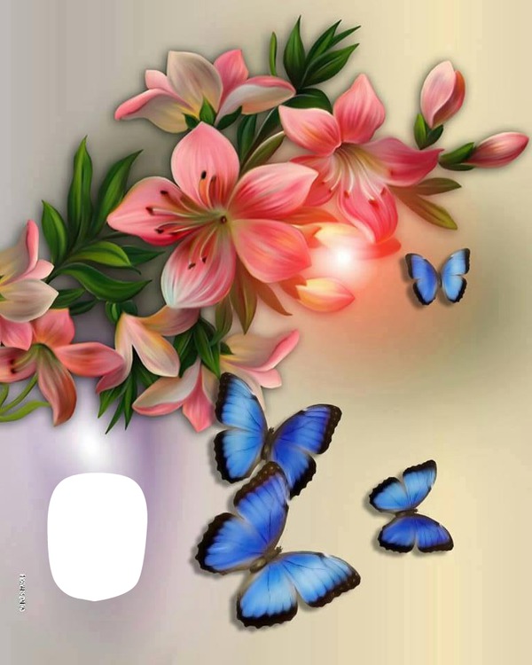 fleurs et papillons Фотомонтаж