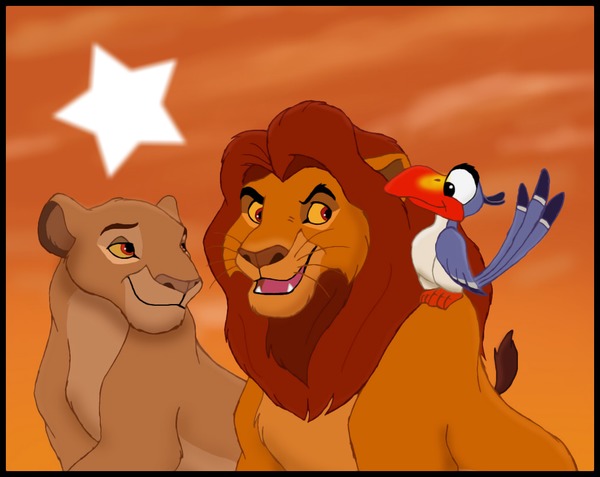 Lion king Sarabi,Mufasa and Zazu Fotomontage
