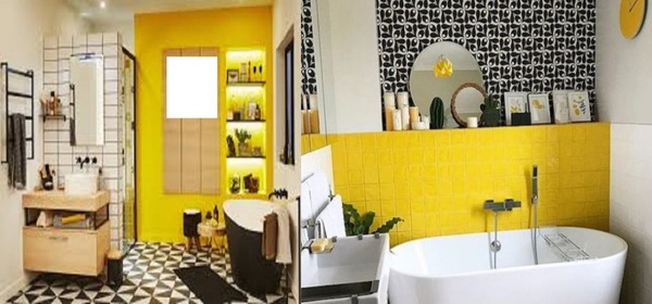 Salle de bain jaune Montage photo