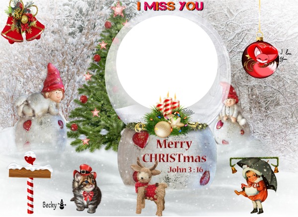 merry xmas , miss you Photo frame effect
