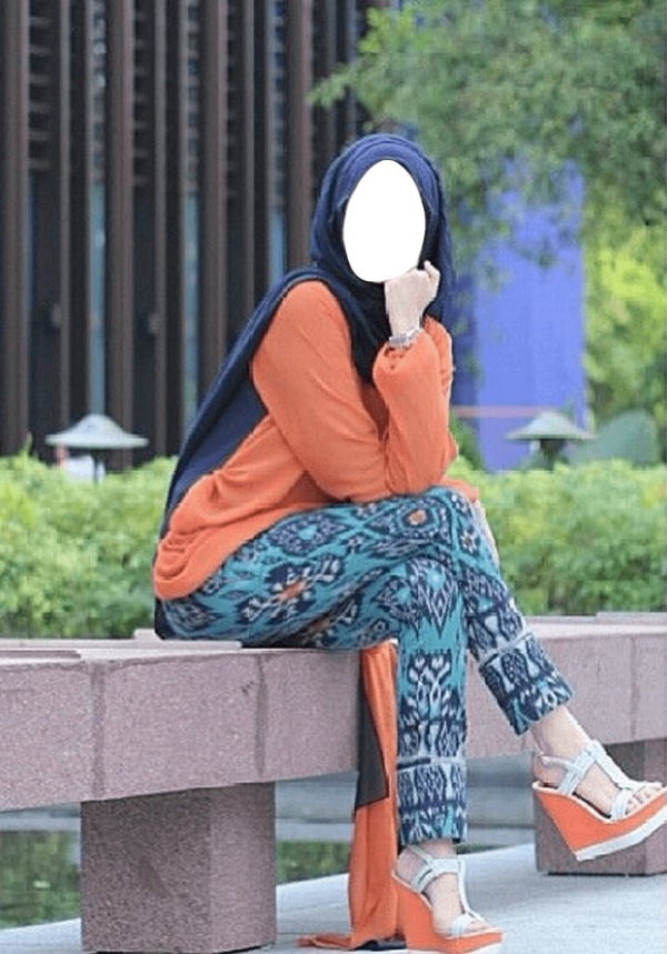 beauty hijab lady Photo frame effect