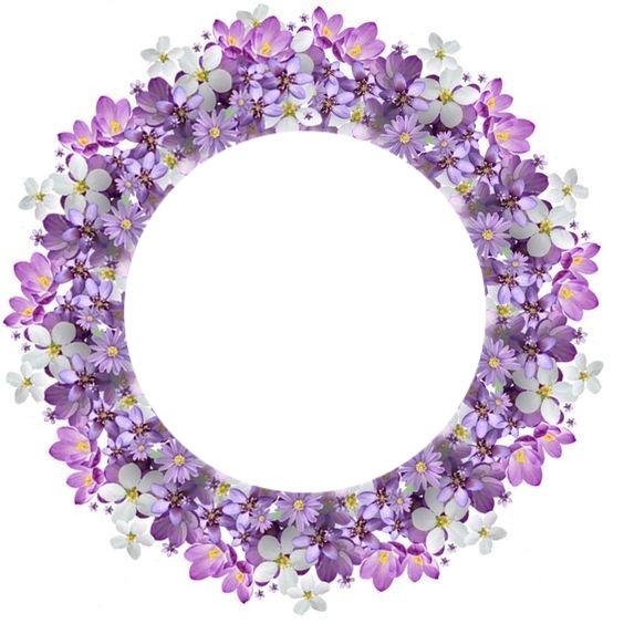 corona de flores, color lila, 1 foto. Photomontage