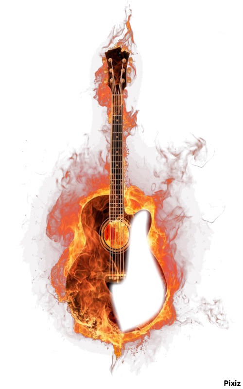 guitare en feu Photo frame effect