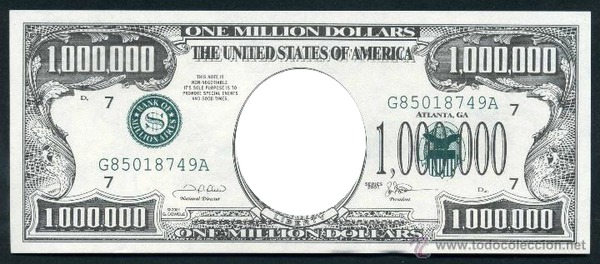 one millon of dollars Photo frame effect