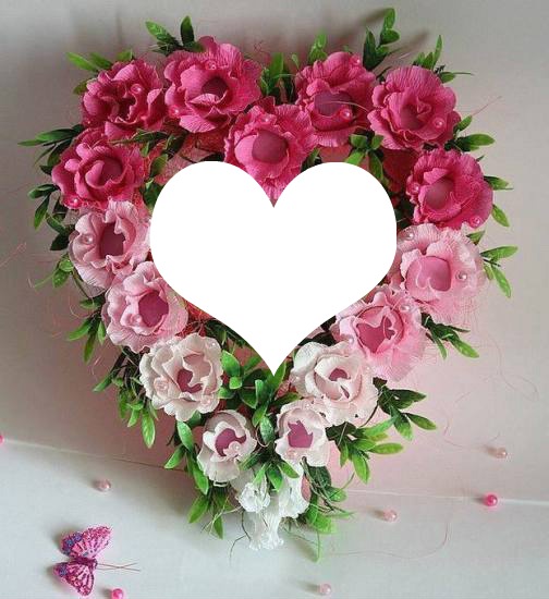 corazon de rosas Fotomontaż