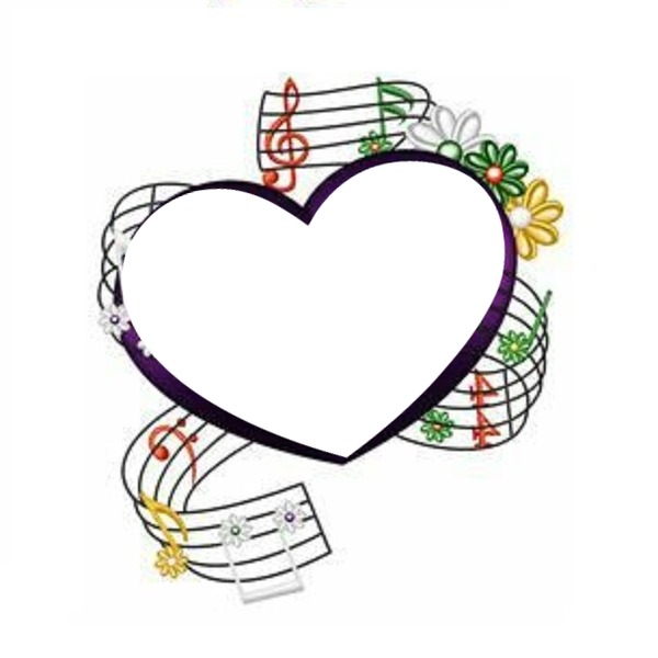 corazón y notas musicales, 1 foto Montaje fotografico