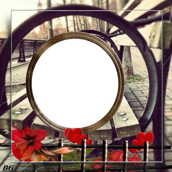 banc avec anneau pour mettre la photo Photo frame effect