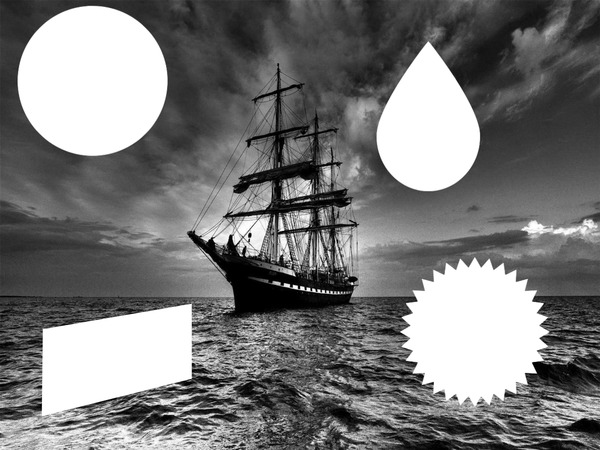 bateau noir et blanc Фотомонтажа