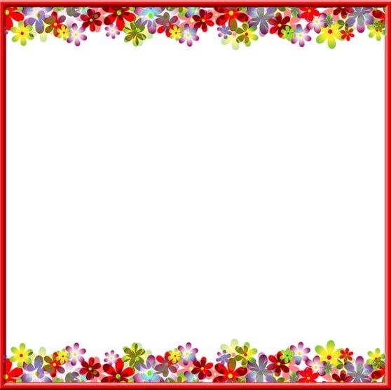 marco rojo con franja floreadas. Photo frame effect
