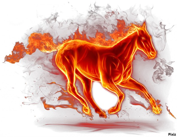 cheval en feu Фотомонтажа