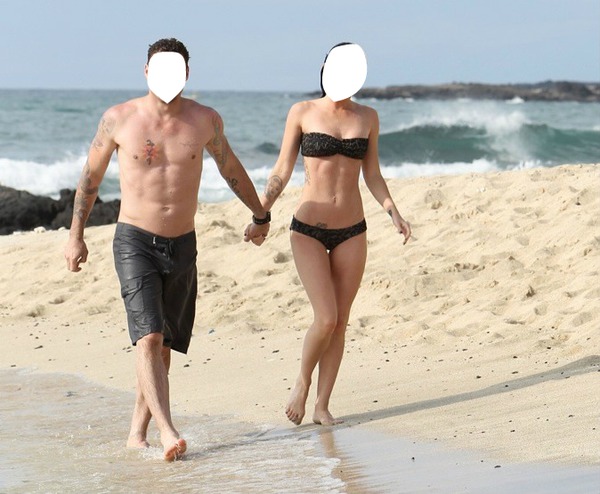 couple sur la plage Fotomontaggio
