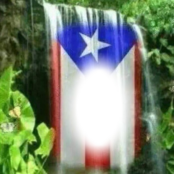 bandera de pr en cascada Montaje fotografico