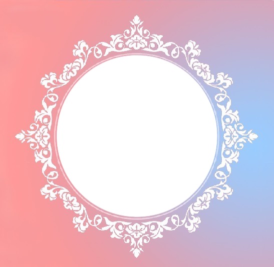 adorno circular blanco, fondo gradiente. Fotomontaža