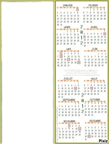 Calendrier 2012 Montage photo