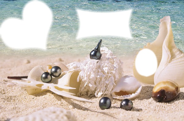 plage orné de perle et coquillage Montaje fotografico