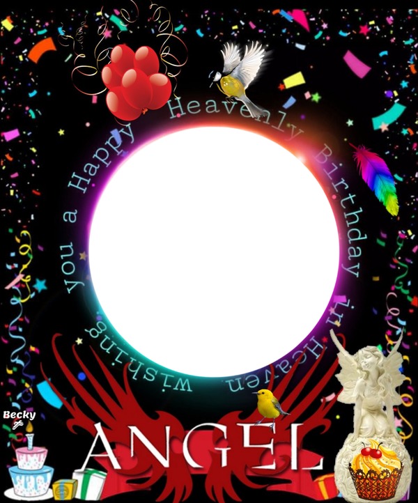 happy birthday in heaven angel Photo frame effect