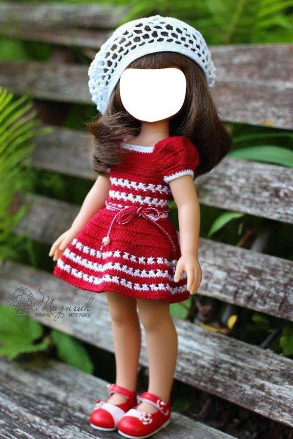 muñeca vestido rojo Photo frame effect