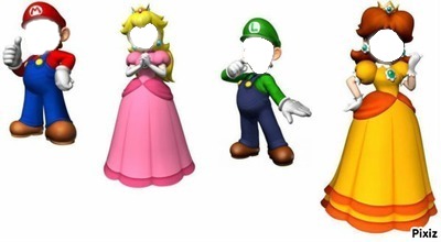 Mario Luigi Peach Daisy Fotomontage