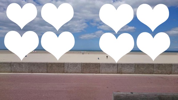 8 coeurs à la plage Фотомонтажа
